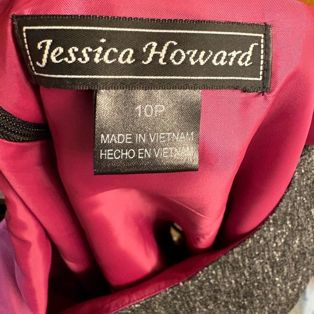 Jessica Howard 2 Piece Sleeveless Dress w/ Jacket Set Gray Pink Women’s Size 10P - Picture 5 of 7